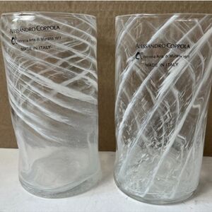 Alessandro Coppola Murano Swirl Glass Tumblers Set of 2 Hand Blown Italy